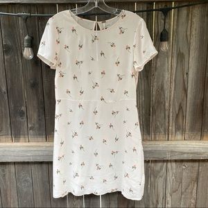 Free people red combo floral cream dress w/ roses